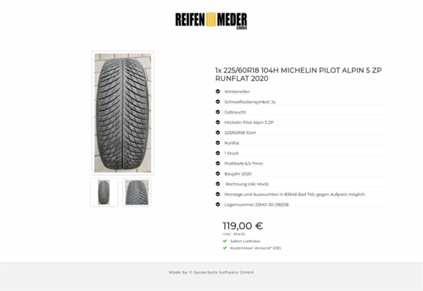 1x 225/60R18 104H MICHELIN PILOT ALPIN 5 ZP RUNFLAT 2020 #12ZU – Bild 3