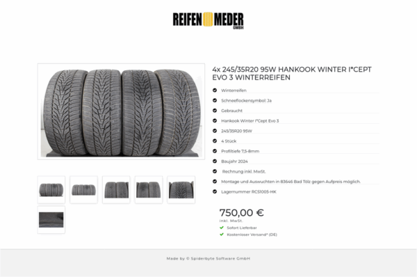 4x 245/35R20 95W HANKOOK WINTER I*CEPT EVO 3 WINTERREIFEN #1XMJ – Bild 7