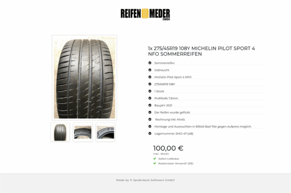 1x 275/45R19 108Y MICHELIN PILOT SPORT 4 NFO SOMMERREIFEN #5740 – Bild 4