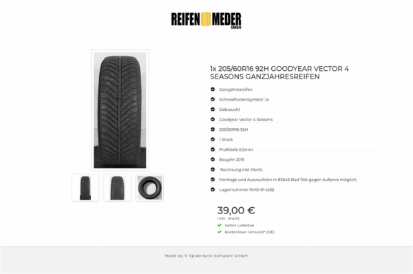 1x 205/60R16 92H GOODYEAR VECTOR 4 SEASONS GANZJAHRESREIFEN #15SC – Bild 4