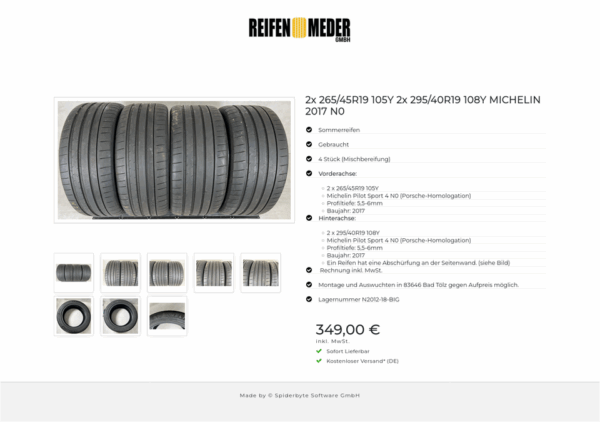 2x 265/45R19 105Y 2x 295/40R19 108Y MICHELIN 2017 N0 #17NX – Bild 9
