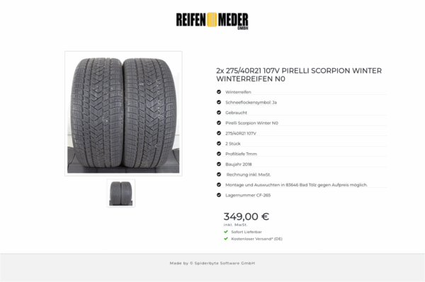 2x 275/40R21 107V PIRELLI SCORPION WINTER WINTERREIFEN N0 #1P0S – Bild 2