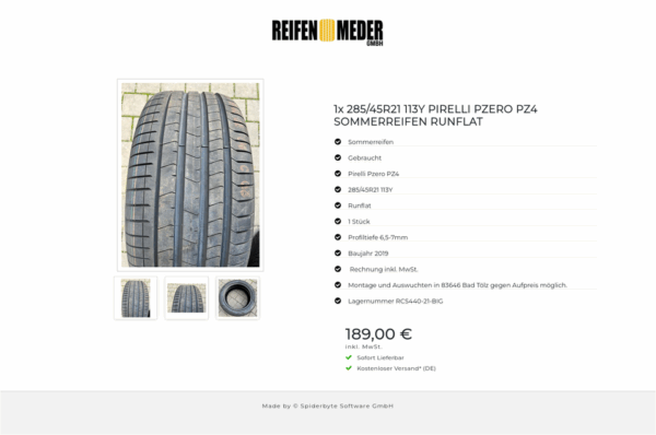 1x 285/45R21 113Y PIRELLI PZERO PZ4 SOMMERREIFEN RUNFLAT #8456 – Bild 4
