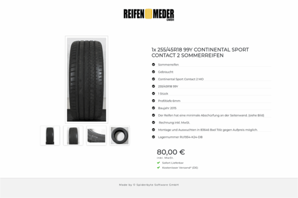 1x 255/45R18 99Y CONTINENTAL SPORT CONTACT 2 SOMMERREIFEN #164V – Bild 5