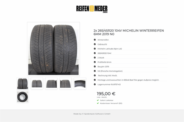 2x 265/45R20 104V MICHELIN WINTERREIFEN 6MM 2019 N0 #1O4T – Bild 7