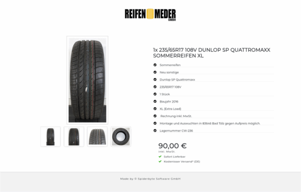 1x 235/65R17 108V DUNLOP SP QUATTROMAXX SOMMERREIFEN XL #1L5Q – Bild 5