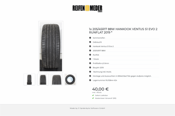 1x 205/45R17 88W HANKOOK VENTUS S1 EVO 2 RUNFLAT 2019 * #1SMH – Bild 5