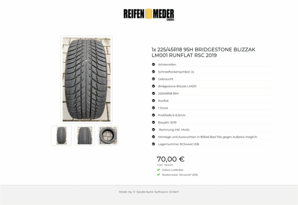 1x 225/45R18 95H BRIDGESTONE BLIZZAK LM001 RUNFLAT RSC 2019 #10HF – Bild 4