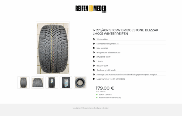 1x 275/40R19 105W BRIDGESTONE BLIZZAK LM005 WINTERREIFEN #12UL – Bild 6