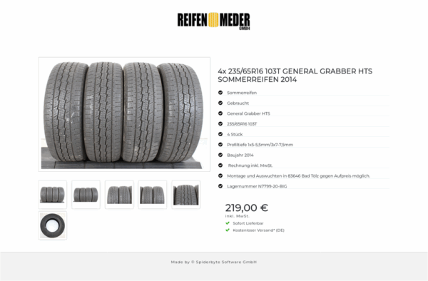 4x 235/65R16 103T GENERAL GRABBER HTS   SOMMERREIFEN 2014 #1E8Q – Bild 7
