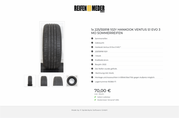 1x 225/55R18 102Y HANKOOK VENTUS S1 EVO 3 MO SOMMERREIFEN #1G8P – Bild 5