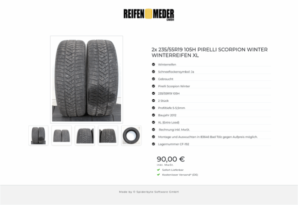2x 235/55R19 105H PIRELLI SCORPION WINTER WINTERREIFEN XL #1DYE – Bild 6