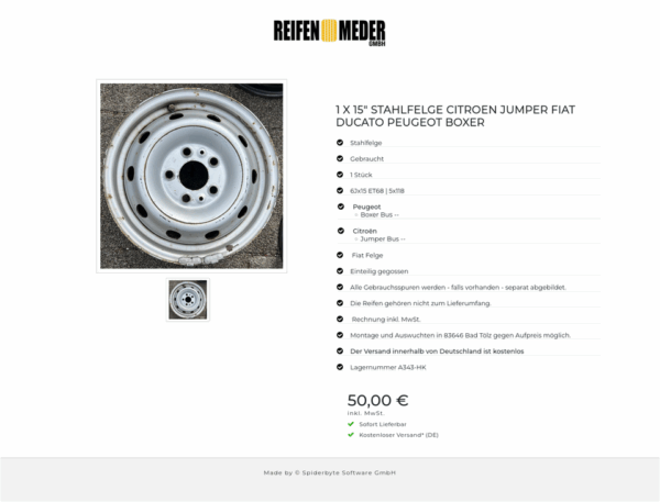 1 X 15" STAHLFELGE CITROEN JUMPER FIAT DUCATO PEUGEOT BOXER #1TZN – Bild 2