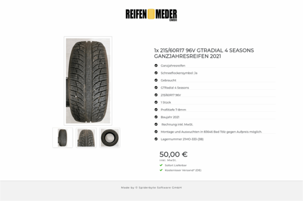 1x 215/60R17 96V GTRADIAL 4 SEASONS GANZJAHRESREIFEN 2021 #12YO – Bild 4