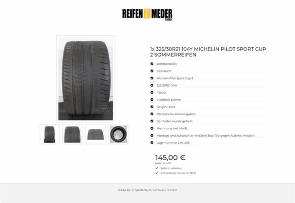 1x 325/30R21 104Y MICHELIN PILOT SPORT CUP 2 SOMMERREIFEN #1LJV – Bild 5