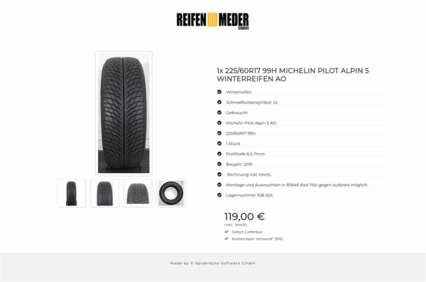 1x 225/60R17 99H MICHELIN PILOT ALPIN 5 WINTERREIFEN AO #1GPU – Bild 5