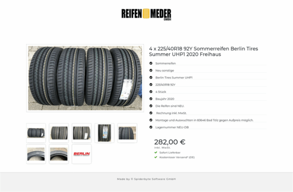 4 X 225/40R18 92Y BERLIN TIRE SUMMER UHP1 SOMMERREIFEN 2020 #125S – Bild 9