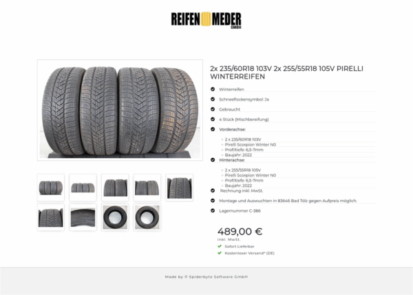 2x 235/60R18 103V 2x 255/55R18 105V PIRELLI WINTERREIFEN #1PUZ – Bild 10
