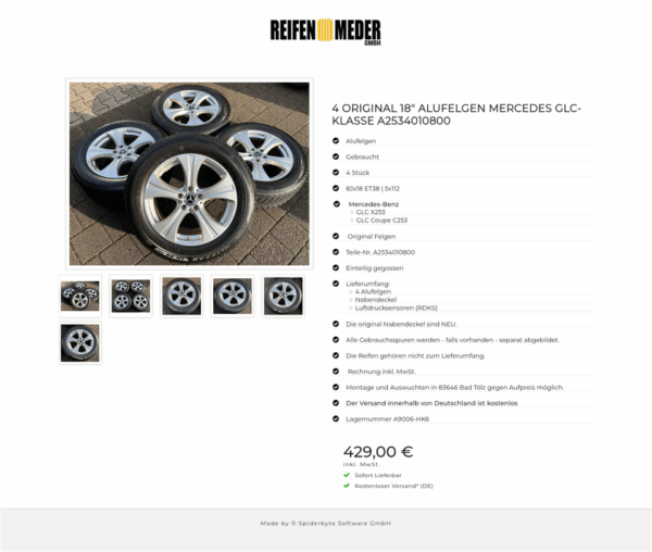 4 ORIGINAL 18" ALUFELGEN MERCEDES GLC-KLASSE A2534010800 #1Q4Y – Bild 7