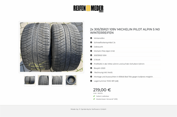 2x 305/35R21 109V MICHELIN PILOT ALPIN 5 N0 WINTERREIFEN #7866 – Bild 5