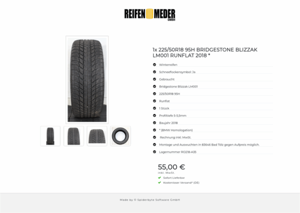 1x 225/50R18 95H BRIDGESTONE BLIZZAK LM001 RUNFLAT 2018 * #1E5K – Bild 5