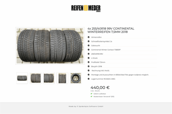 4x 255/40R18 99V CONTINENTAL WINTERREIFEN 7,5MM 2018 #8067 – Bild 6