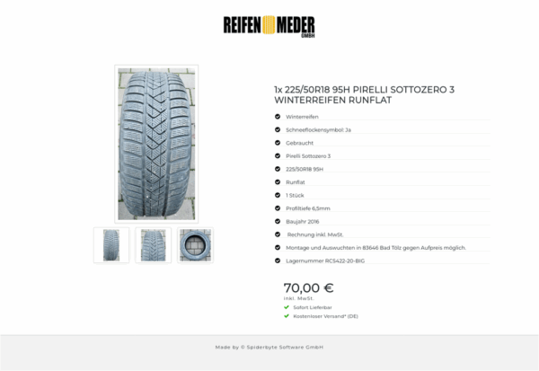 1x 225/50R18 95H PIRELLI SOTTOZERO 3 WINTERREIFEN RUNFLAT #9389 – Bild 4