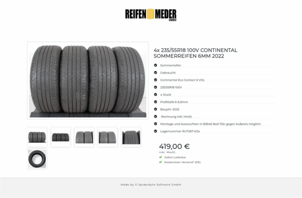 4x 235/55R18 100V CONTINENTAL SOMMERREIFEN 6MM 2022 #1C7R – Bild 7
