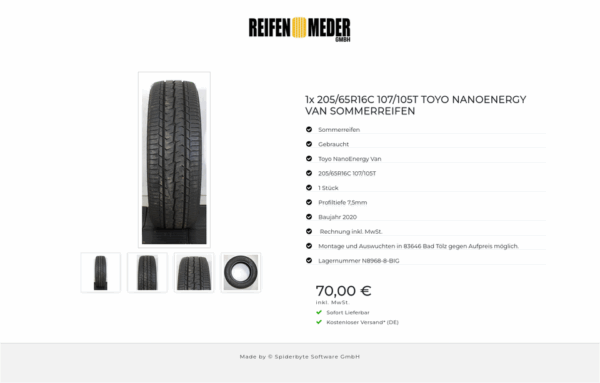 1x 205/65R16C 107/105T TOYO NANOENERGY VAN SOMMERREIFEN #1J8B – Bild 5
