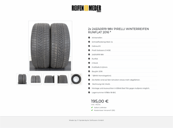 2x 245/40R19 98V PIRELLI WINTERREIFEN RUNFLAT 2016 * #1EJS – Bild 6
