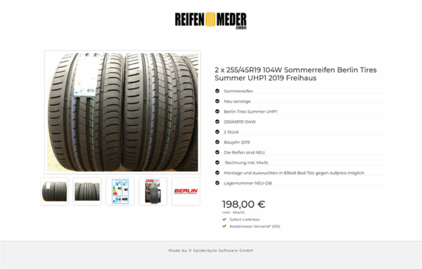 2X 255/45R19 104W BERLIN TIRES SUMMER UHP1 SOMMERREIFEN  #120H – Bild 6