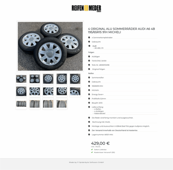4 ORIGINAL ALU SOMMERRÄDER AUDI A6 4B 195/65R15 91H MICHELI #1GQX – Bild 15
