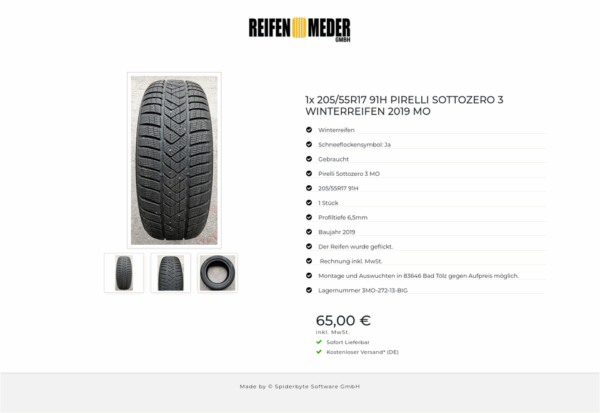 1x 205/55R17 91H PIRELLI SOTTOZERO 3 WINTERREIFEN 2019 MO #4759 – Bild 4