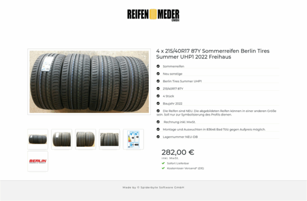 4 X 215/40R17 87Y BERLIN TIRES SUMMER UHP1 SOMMERREIFEN NEU #122L – Bild 7