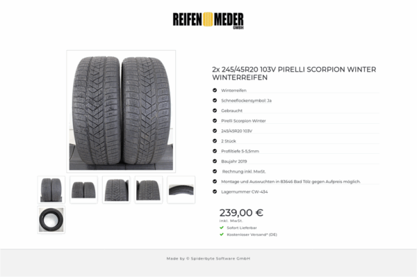 2x 245/45R20 103V PIRELLI SCORPION WINTER WINTERREIFEN #1PJP – Bild 7