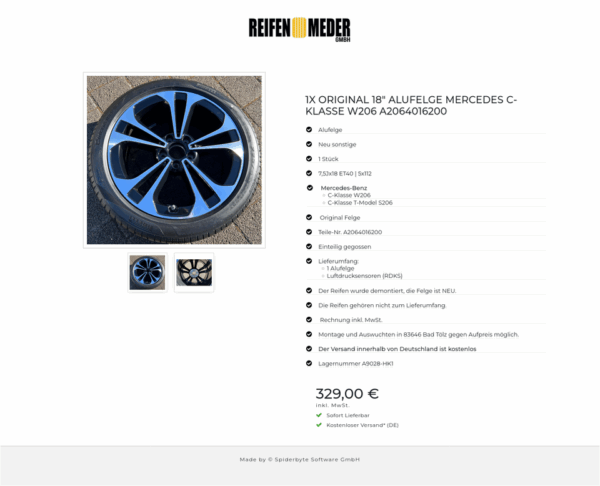 1X ORIGINAL 18" ALUFELGE MERCEDES C-KLASSE W206 A2064016200 #1RWI – Bild 3