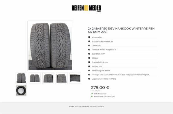 2x 245/45R20 103V HANKOOK WINTERREIFEN 5,5-6MM 2021 #1PGS – Bild 7