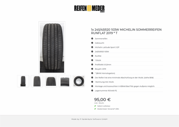 1x 245/45R20 103W MICHELIN  SOMMERREIFEN RUNFLAT 2019 * T #1RKX – Bild 6