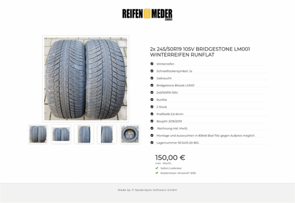 2x 245/50R19 105V BRIDGESTONE LM001 WINTERREIFEN RUNFLAT #9383 – Bild 6
