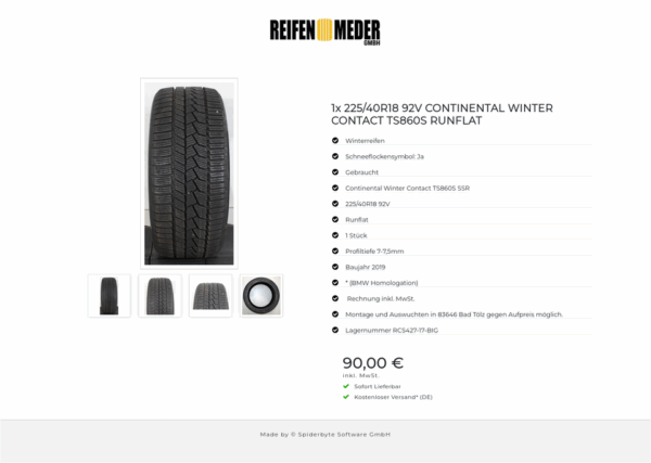 1x 225/40R18 92V CONTINENTAL WINTER CONTACT TS860S RUNFLAT  #8211 – Bild 5