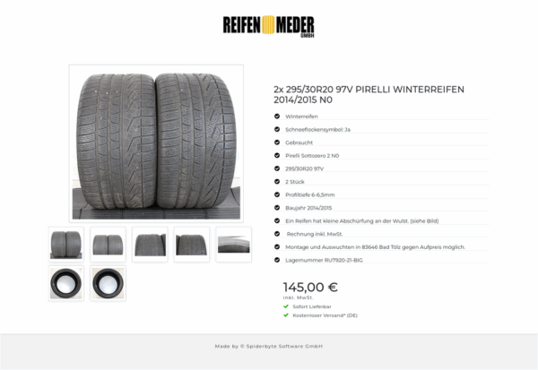 2x 295/30R20 97V PIRELLI WINTERREIFEN 2014/2015 N0 #1EQZ – Bild 8