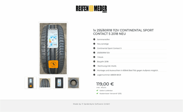 1x 255/60R18 112V CONTINENTAL SPORT CONTACT 5 2018 NEU  #1Q7A – Bild 5