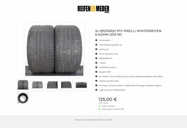 2x 295/30R20 97V PIRELLI WINTERREIFEN 6-6,5MM 2015 N0 #1EUY – Bild 7