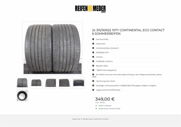 2x 315/30R22 107Y CONTINENTAL  ECO CONTACT 6 SOMMERREIFEN #1RKM – Bild 7