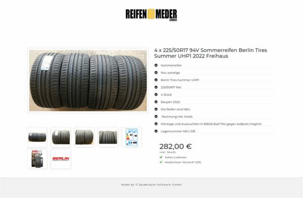 4 X 225/50R17 94V BERLIN TIRES SUMMER UHP1 SOMMERREIFEN NEU #121B – Bild 8
