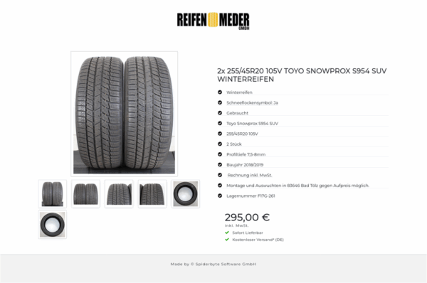 2x 255/45R20 105V TOYO SNOWPROX S954 SUV WINTERREIFEN #1I2D – Bild 7