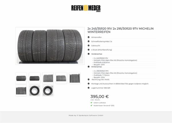 2x 245/35R20 91V 2x 295/30R20 97V MICHELIN WINTERREIFEN #1GPZ – Bild 9