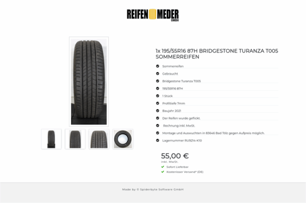 1x 195/55R16 87H BRIDGESTONE TURANZA T005 SOMMERREIFEN #1LEA – Bild 5