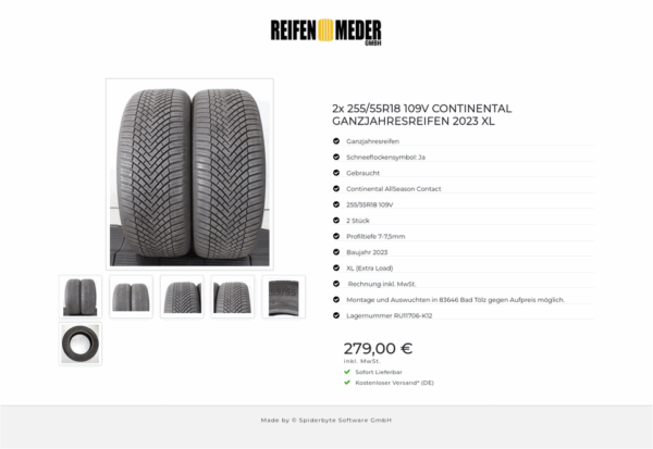 2x 255/55R18 109V CONTINENTAL GANZJAHRESREIFEN 2023 XL #1Z6N – Bild 7