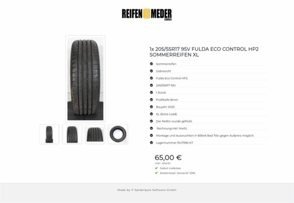 1x 205/55R17 95V FULDA ECO CONTROL HP2 SOMMERREIFEN XL #1D6Q – Bild 5